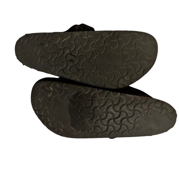 Birkenstock Black Suede Boston Style Buckle Clogs Broken in Footbed Comfort Shoe - Picture 6 of 7